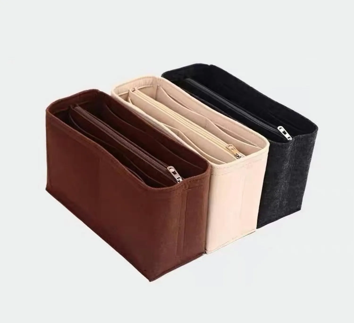 Xoppia Bag Organizer compatible with Tods T Timeless Shopping Bag Mini. Felt Insert Liner for Women Handbag. (Beige, Style B)