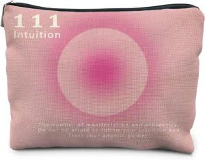 Y2K Pink Aura Makeup Bag, Angel Number 111 Aesthetic Makeup Pouch, Spiritual Gifts for Women, Trendy Cosmetic Toiletry Bag