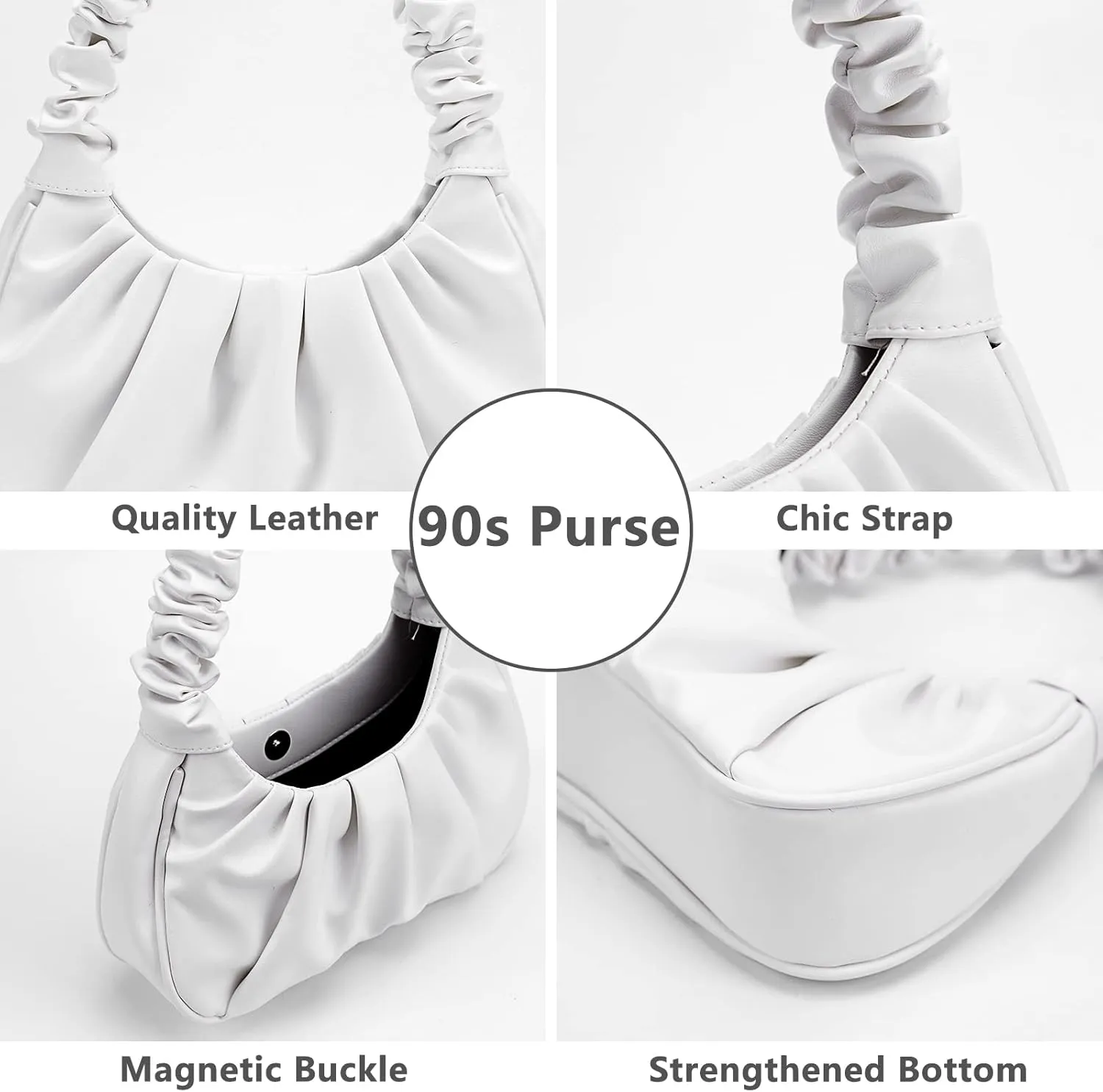 Y2K Purse Bags Chic Pouch Bag Vegan Leather Hobo Handbag Mini Shoulder Bag Underarm Bag Purse for Women