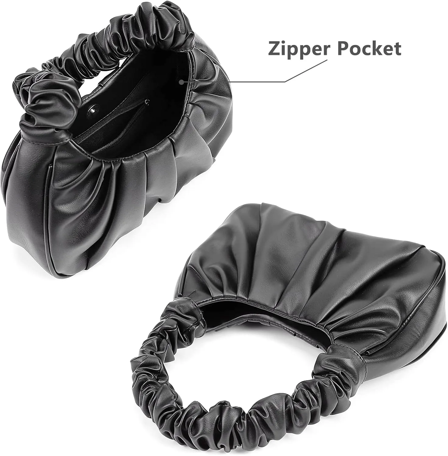 Y2K Purse Bags Chic Pouch Bag Vegan Leather Hobo Handbag Mini Shoulder Bag Underarm Bag Purse for Women